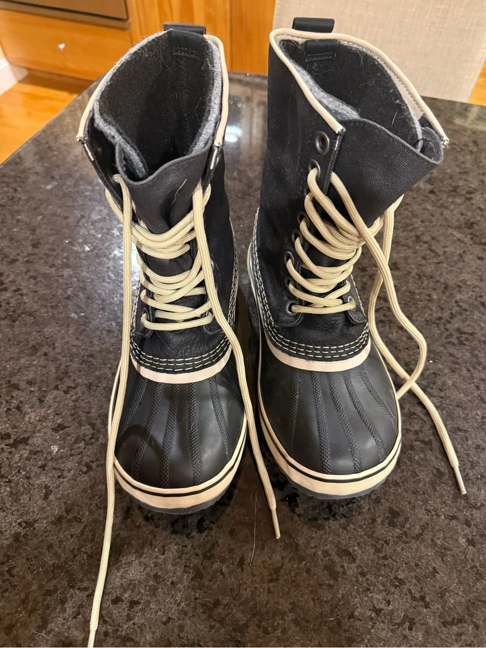 Brown Sorel Rubber Canvas Boots